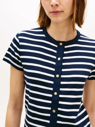 T-shirt de botões com corte justo