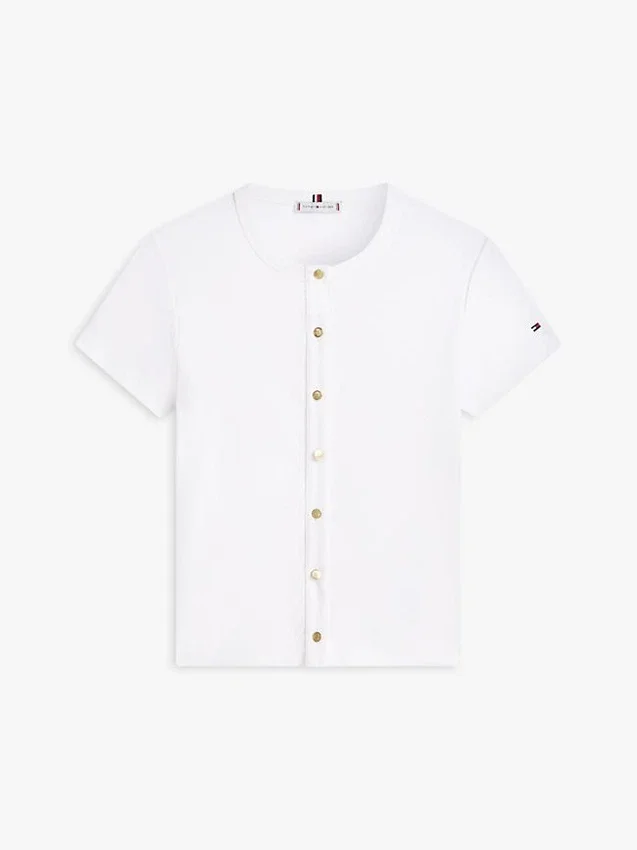 T-shirt de botões com corte justo T-shirt de botões com corte justo