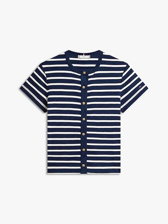 T-shirt de botões com corte justo T-shirt de botões com corte justo