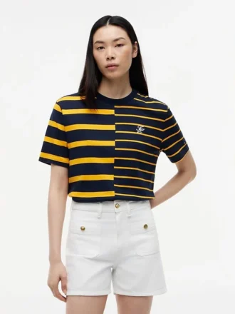T-shirt de corte descontraído com riscas mistas