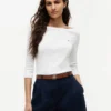 T-shirt de corte justo com decote em barco T-shirt de corte justo com decote em barco