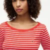 T-shirt de corte justo com decote em barco T-shirt de corte justo com decote em barco
