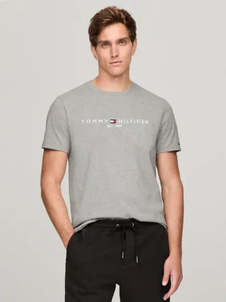 T-shirt de corte justo com logótipo Tommy bordado