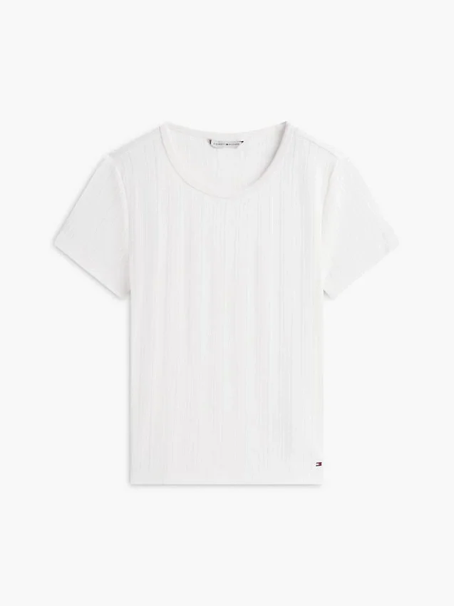 T-shirt de gola redonda com ponto de malha e corte justo T-shirt de gola redonda com ponto de malha e corte justo