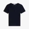 T-shirt de gola redonda com ponto de malha e corte justo T-shirt de gola redonda com ponto de malha e corte justo