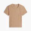 T-shirt de gola redonda com ponto de malha e corte justo T-shirt de gola redonda com ponto de malha e corte justo