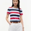 T-shirt de gola redonda com riscas de râguebi T-shirt de gola redonda com riscas de râguebi