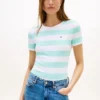 T-shirt de gola redonda com riscas de râguebi T-shirt de gola redonda com riscas de râguebi
