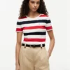T-shirt de gola redonda com riscas de râguebi T-shirt de gola redonda com riscas de râguebi