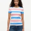 T-shirt de gola redonda com riscas de râguebi