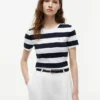 T-shirt de gola redonda com riscas de râguebi T-shirt de gola redonda com riscas de râguebi