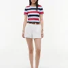 T-shirt de gola redonda com riscas de râguebi T-shirt de gola redonda com riscas de râguebi