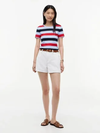 T-shirt de gola redonda com riscas de râguebi