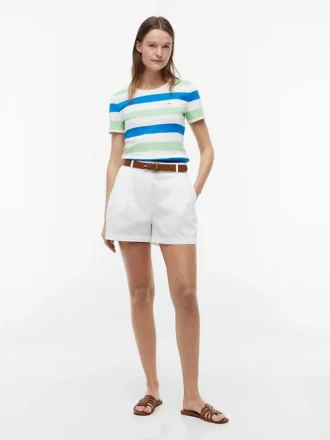 T-shirt de gola redonda com riscas de râguebi