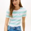 T-shirt de gola redonda com riscas de râguebi T-shirt de gola redonda com riscas de râguebi