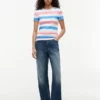 T-shirt de gola redonda com riscas de râguebi