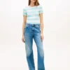 T-shirt de gola redonda com riscas de râguebi T-shirt de gola redonda com riscas de râguebi