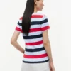 T-shirt de gola redonda com riscas de râguebi T-shirt de gola redonda com riscas de râguebi