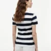T-shirt de gola redonda com riscas de râguebi T-shirt de gola redonda com riscas de râguebi