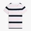 T-shirt de gola redonda com riscas de râguebi T-shirt de gola redonda com riscas de râguebi