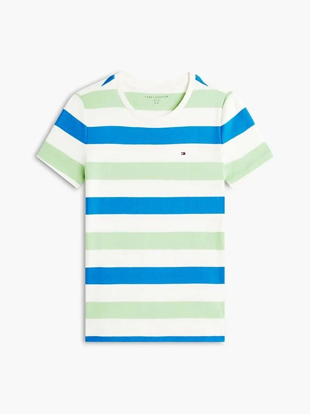 T-shirt de gola redonda com riscas de râguebi T-shirt de gola redonda com riscas de râguebi