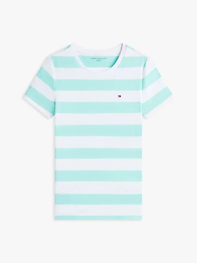 T-shirt de gola redonda com riscas de râguebi T-shirt de gola redonda com riscas de râguebi