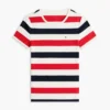 T-shirt de gola redonda com riscas de râguebi T-shirt de gola redonda com riscas de râguebi