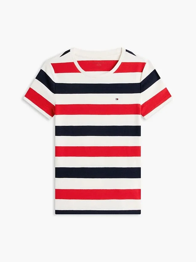 T-shirt de gola redonda com riscas de râguebi T-shirt de gola redonda com riscas de râguebi