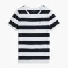 T-shirt de gola redonda com riscas de râguebi T-shirt de gola redonda com riscas de râguebi