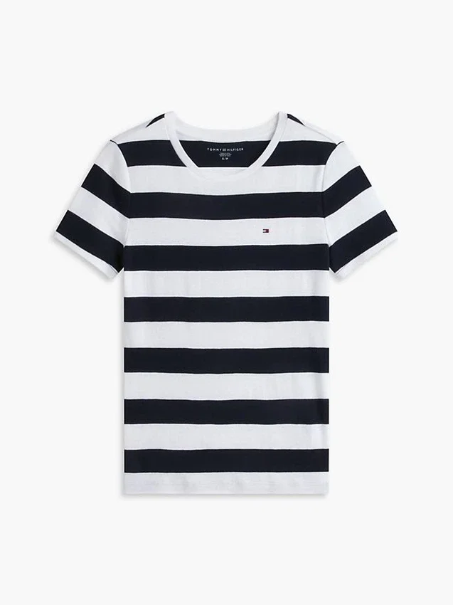 T-shirt de gola redonda com riscas de râguebi T-shirt de gola redonda com riscas de râguebi