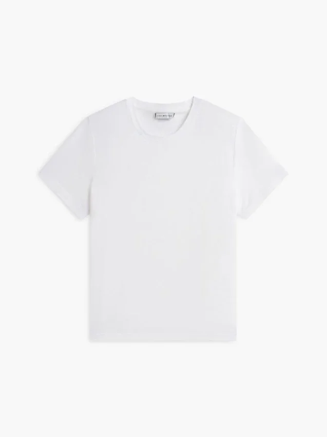 T-shirt de gola redonda em mistura de linho T-shirt de gola redonda em mistura de linho