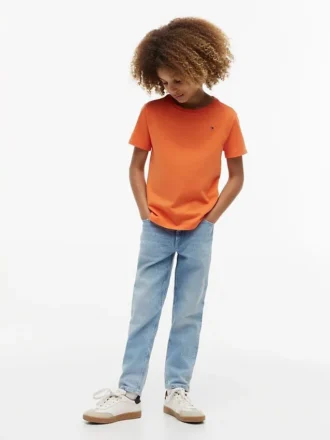 T-shirt de gola redonda para o dia-a-dia para crianças