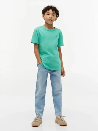 T-shirt de gola redonda para o dia-a-dia para crianças