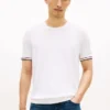 T-shirt de malha com detalhes em borda da New York Label T-shirt de malha com detalhes em borda da New York Label