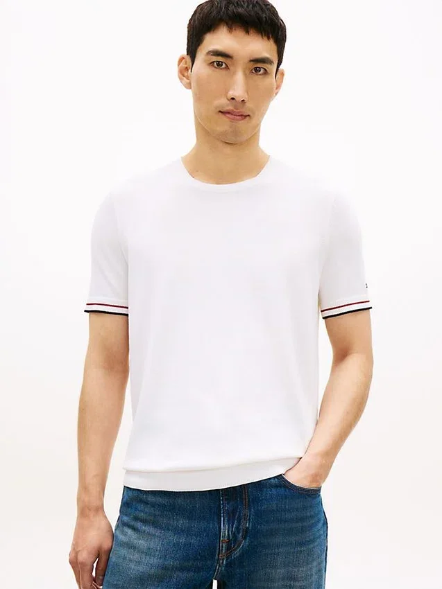 T-shirt de malha com detalhes em borda da New York Label T-shirt de malha com detalhes em borda da New York Label
