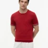 T-shirt de malha com detalhes em borda da New York Label T-shirt de malha com detalhes em borda da New York Label