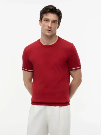 T-shirt de malha com detalhes em borda da New York Label