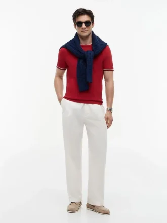 T-shirt de malha com detalhes em borda da New York Label