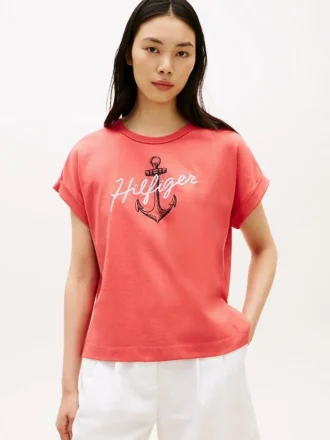 T-shirt Dolman com logótipo âncora Hilfiger