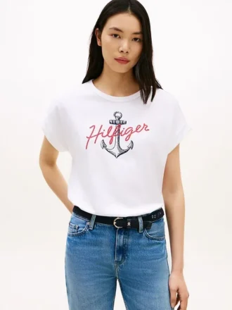 T-shirt Dolman com logótipo âncora Hilfiger