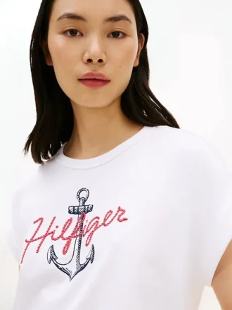 T-shirt Dolman com logótipo âncora Hilfiger