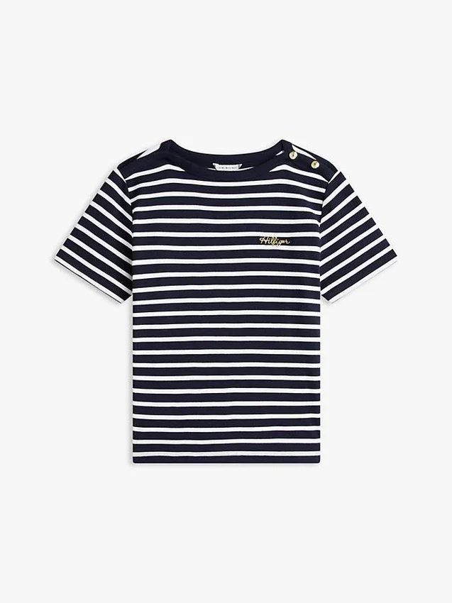 T-shirt em interlock de algodão com botões dourados T-shirt em interlock de algodão com botões dourados