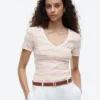 T-shirt Favorite com gola em V às riscas T-shirt Favorite com gola em V às riscas