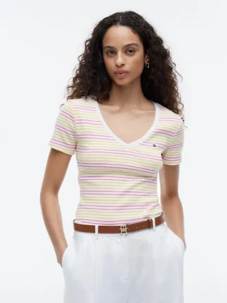 T-shirt Favorite com gola em V às riscas