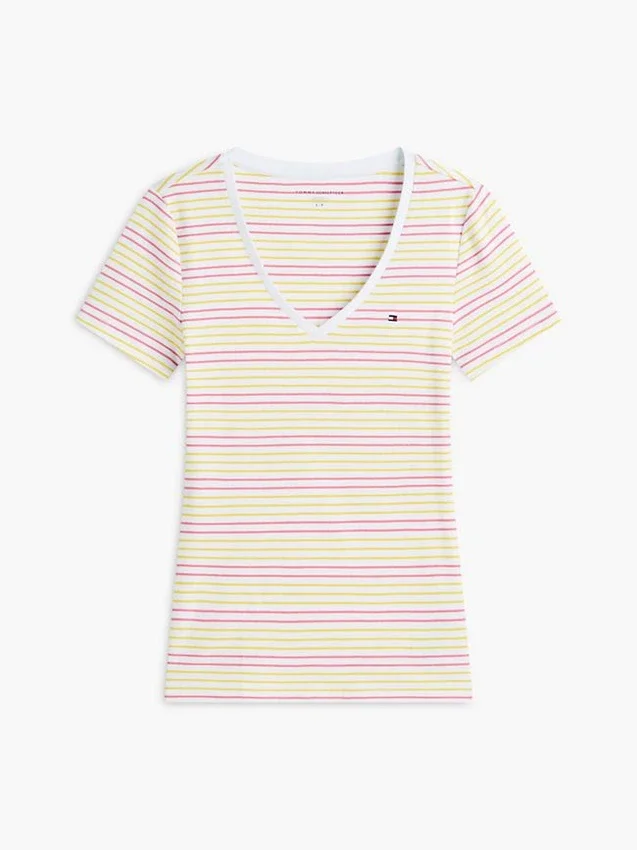 T-shirt Favorite com gola em V às riscas T-shirt Favorite com gola em V às riscas