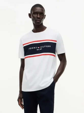 T-shirt Hilfiger com logótipo em riscas