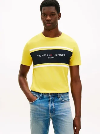 T-shirt Hilfiger com logótipo em riscas