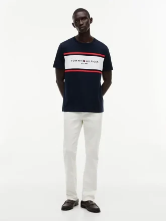 T-shirt Hilfiger com logótipo em riscas