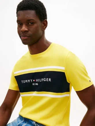 T-shirt Hilfiger com logótipo em riscas