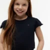 T-shirt infantil com acabamento em folha de alface nas mangas